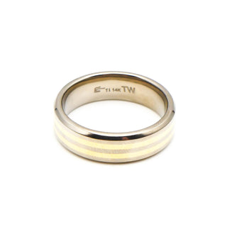 Men's Titanium And 14k Gold Satin Finish Wedding Band Ring Size 12