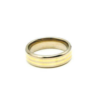 Men's Titanium And 14k Gold Satin Finish Wedding Band Ring Size 12