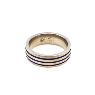 Edward Mirell Men's Titanium Wedding Band Ring With Blue Accents Sizes 9-10.75