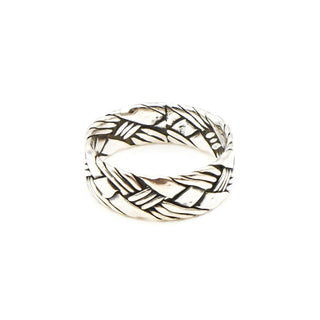 Sterling Silver Woven Design Ring Size 6.75 Made In Mexico