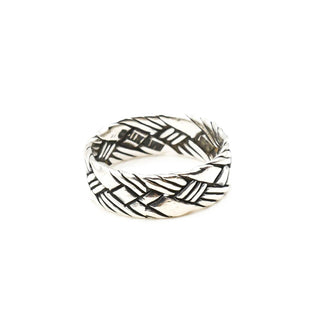 Sterling Silver Woven Design Ring Size 6.75 Made In Mexico