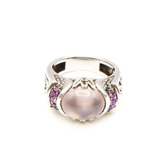 Vintage Rose Quartz And Pink Topaz Sterling Silver Ring Size 7