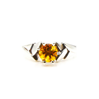 Vintage Citrine Solitaire Engagement Ring In Sterling Silver Size 9