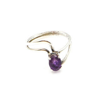 Sterling Silver Amethyst Solitaire Ring Size 7