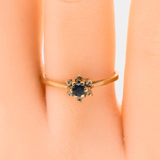 Vintage 10K Gold Sapphire And Diamonds Engagement Solitaire Ring Size 6.5