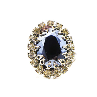 Vintage Rhinestone Cocktail Halo Costume Ring Size 8 Adjustable