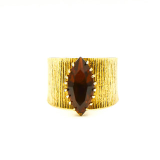 Vintage Gold Plated Sarah Coventry Faux Citrine Statement Ring Size 7.5 adj