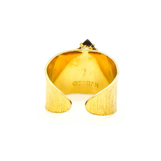 Vintage Gold Plated Sarah Coventry Faux Citrine Statement Ring Size 7.5 adj