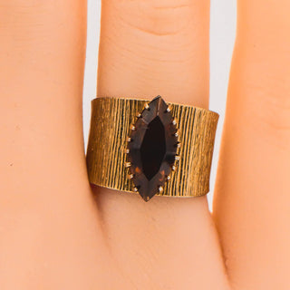 Vintage Gold Plated Sarah Coventry Faux Citrine Statement Ring Size 7.5 adj