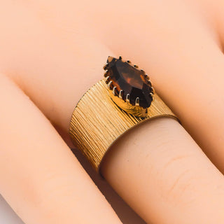 Vintage Gold Plated Sarah Coventry Faux Citrine Statement Ring Size 7.5 adj