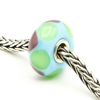 TROLLBEADS Green Purple Triangles Glass Bead Sterling Silver Core Charm