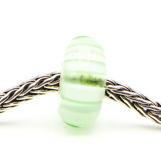 TROLLBEADS Light Green Stripe Bead Sterling Silver Charm