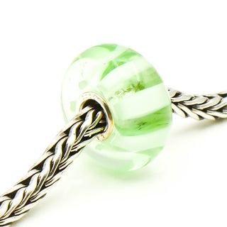 TROLLBEADS Light Green Stripe Bead Sterling Silver Charm