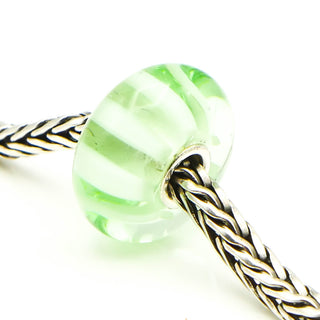 TROLLBEADS Light Green Stripe Bead Sterling Silver Charm