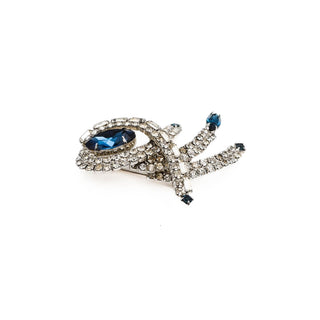 Vintage Sapphire Blue Rhinestone Brooch Pin