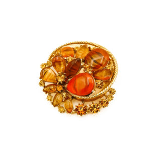 Vintage ART Gold Plated Fall Color Brooch