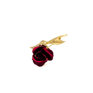 Gold Plated Red Rose Brooch Pin