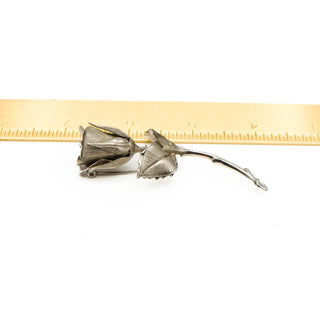 Vintage Silver Tone Rose Brooch Pin