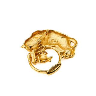 Vintage Gold Plated JJ Jonette Co Cat And Fishbowl Brooch Pin