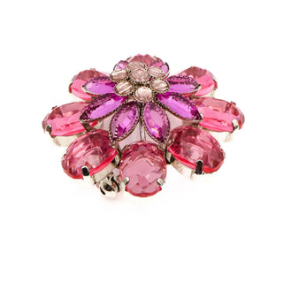 Pink Flower Rhinestone Brooch Pin Pendant