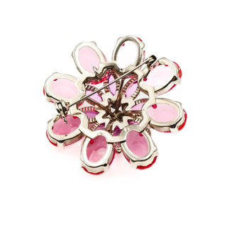 Pink Flower Rhinestone Brooch Pin Pendant