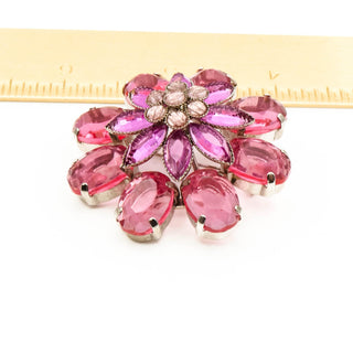 Pink Flower Rhinestone Brooch Pin Pendant