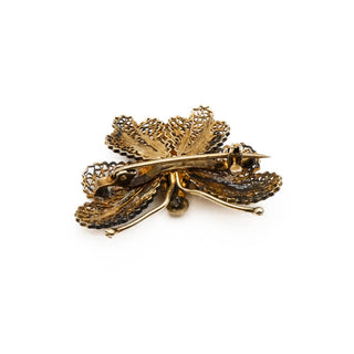 Vintage 1930's Gold Plated 800 Silver Filigree Butterfly Brooch Pin