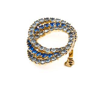 Vintage Gold Plated Blue Infinity Rhinestone Brooch