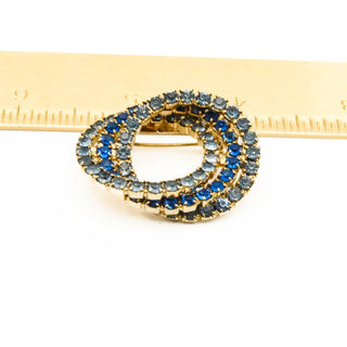 Vintage Gold Plated Blue Infinity Rhinestone Brooch