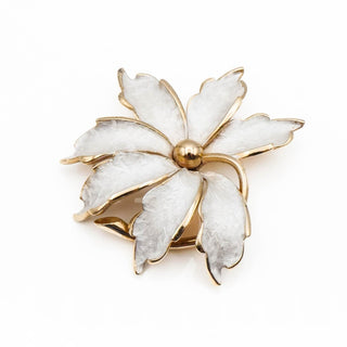 Vintage Gold Plated Brushed Silver Flower Brooch