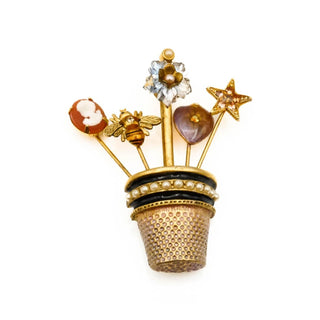 Vintage Gold Plated Thimble Brooch Pin