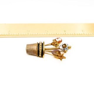 Vintage Gold Plated Thimble Brooch Pin