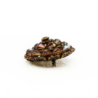 Vintage Gold Plated WEISS Domed Topaz Aurora Borealis Crystals Brooch
