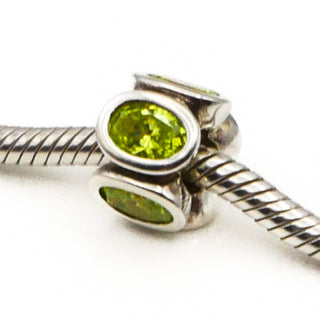 PANDORA Light Green Oval Lights Sterling Silver Charm With Cubic Zirconia