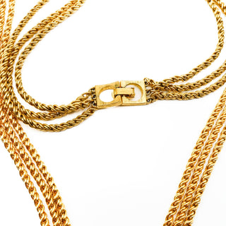 Vintage Crown Trifari Gold Plated Three-Strand Rope Chain Necklace 32 Inches