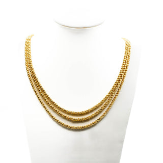 Vintage Crown Trifari Gold Plated Three-Strand Rope Chain Necklace 32 Inches