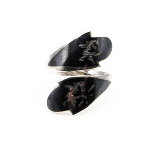 Vintage SIAM Niello Dancing Angel And Mekkala Sterling Silver Ring Size 5