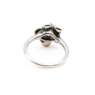 Vintage KABANA Sterling Silver Plumeria Flower Ring Size 5 With Amethyst