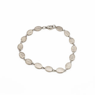 Blue Opalescent Resin Sterling Silver Link Bracelet – 6.75 Inches