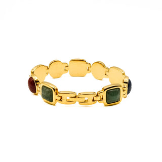 Vintage Kenneth Jay Lane Scarab Gold Plated Gemstone Bracelet Size 7.5 Inches