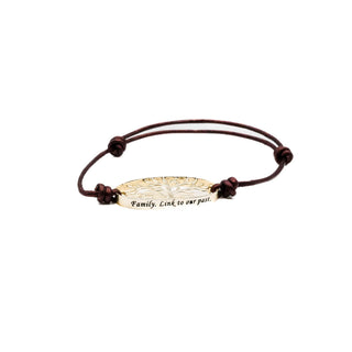 Footnotes Family Tree Silver Plated Leather Bracelet