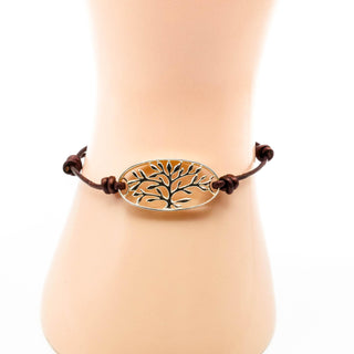 Footnotes Family Tree Silver Plated Leather Bracelet
