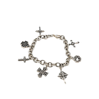 Vintage Sterling Silver Cross Charm Bracelet