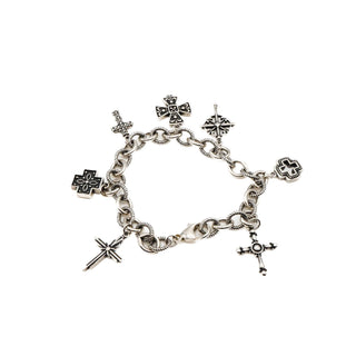 Vintage Sterling Silver Cross Charm Bracelet