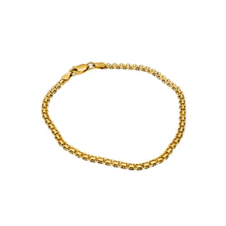 Vintage Yellow Gold Plated Silver Flat Bismark Mesh Link Bracelet 7.2 Inches