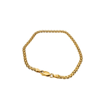Vintage Yellow Gold Plated Silver Flat Bismark Mesh Link Bracelet 7.2 Inches