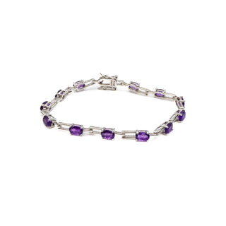 Vintage Amethyst Bracelet in Sterling Silver Size 7.1