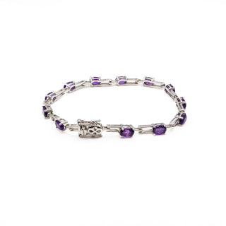 Vintage Amethyst Bracelet in Sterling Silver Size 7.1