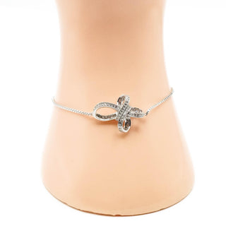 Sterling Silver Crystal Cross Bracelet Adjustable Size