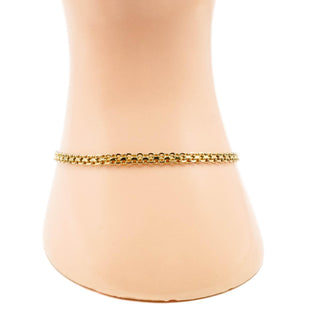 Vintage Yellow Gold Plated Silver Flat Bismark Mesh Link Bracelet 7.2 Inches